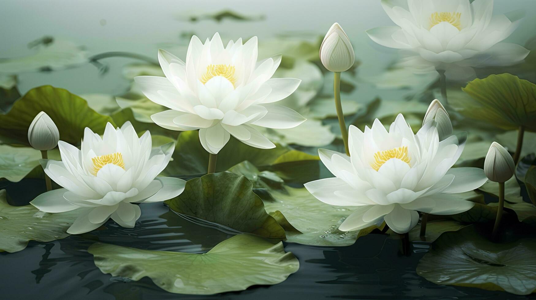 ai gegenereerd wit lotus bloem in water. ai gegenereerd foto