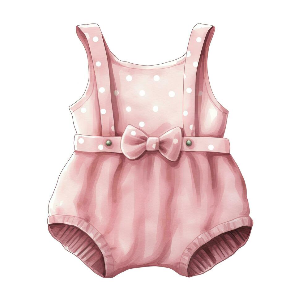 ai gegenereerd roze baby meisje romper in aquarellen Aan een wit achtergrond. ai gegenereerd foto