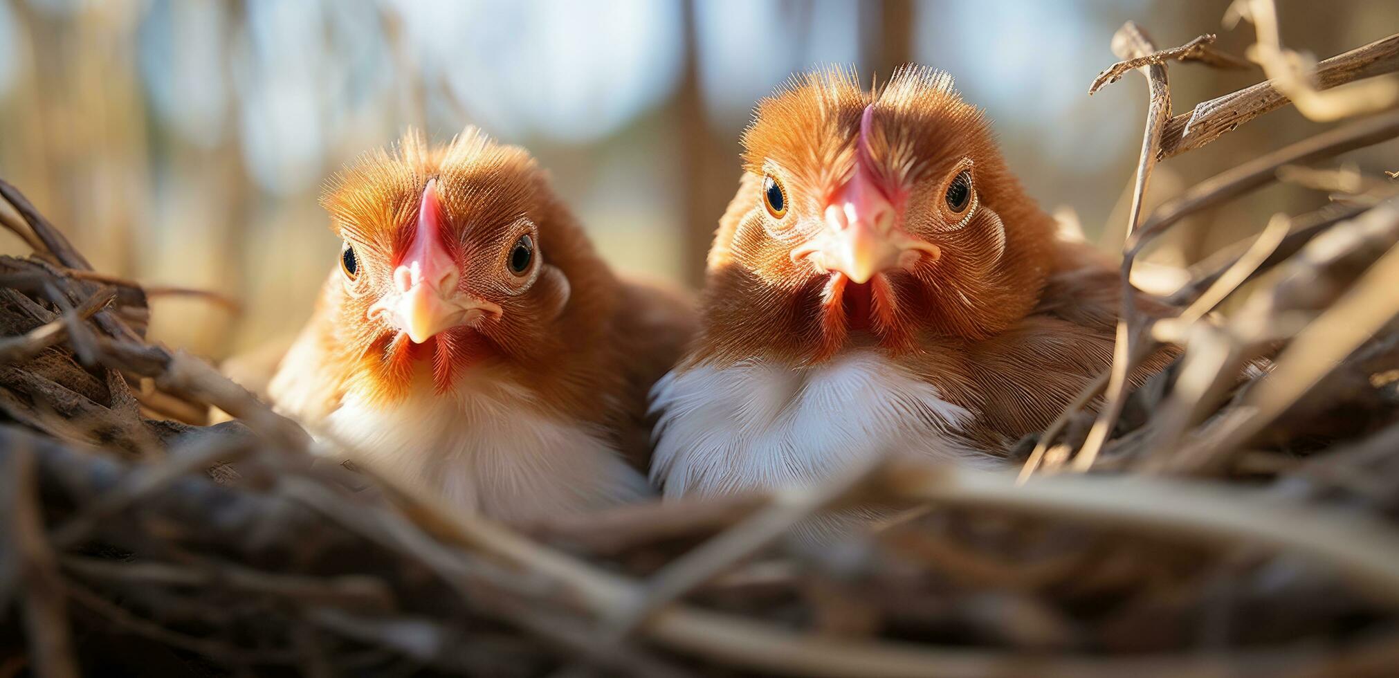 ai gegenereerd kippen in een boerderij met meerdere eieren binnen foto