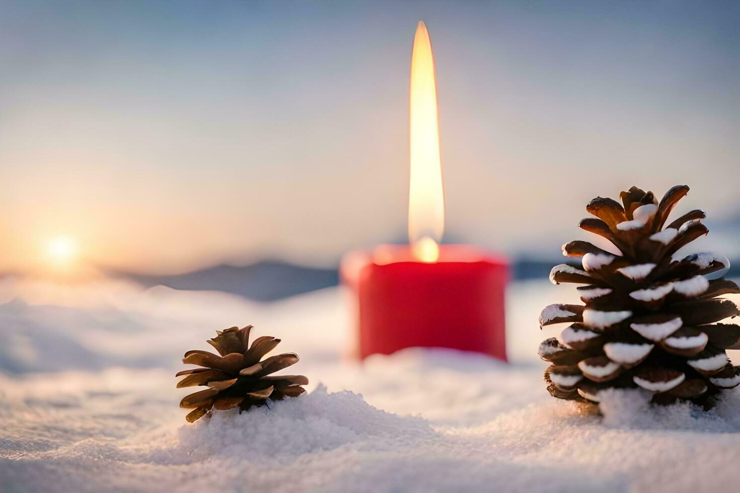 ai gegenereerd sneeuw gedekt pijnboom kegels Aan een besneeuwd berg foto