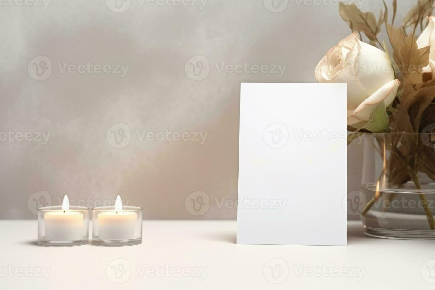 ai gegenereerd bruiloft tafel aantal kaart mockup met een bloemen regeling. generatief ai foto