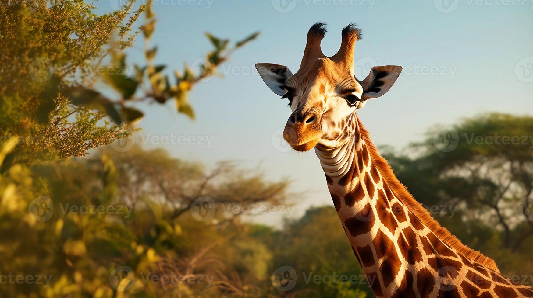 ai gegenereerd giraffe foto realiteit giraffa camelopardalis is een even-toed hoefde zoogdier in Afrika
