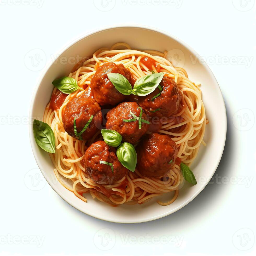 ai gegenereerd spaghetti gehaktballen echt foto fotorealistisch voorraad