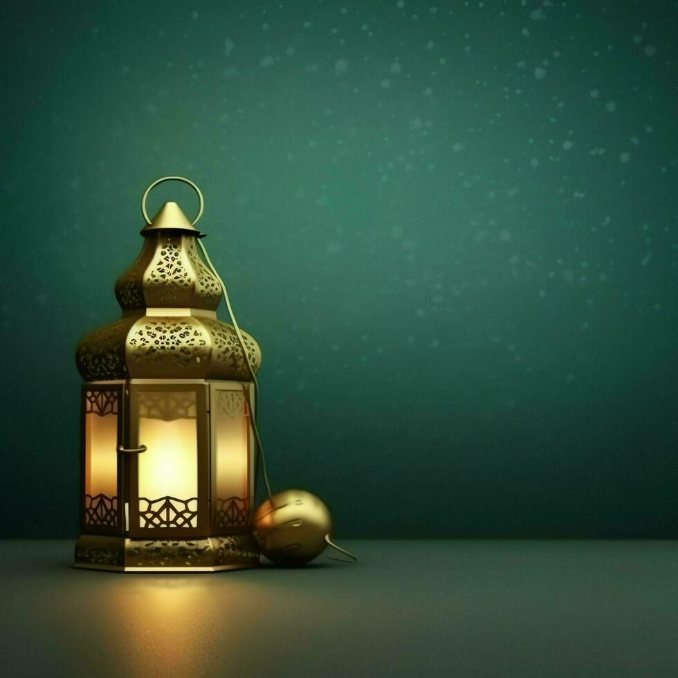 eid mubarak en Ramadan kareem groeten met Islamitisch lantaarn en moskee. eid al fitr achtergrond. eid al fitr achtergrond van venster concept door ai gegenereerd foto