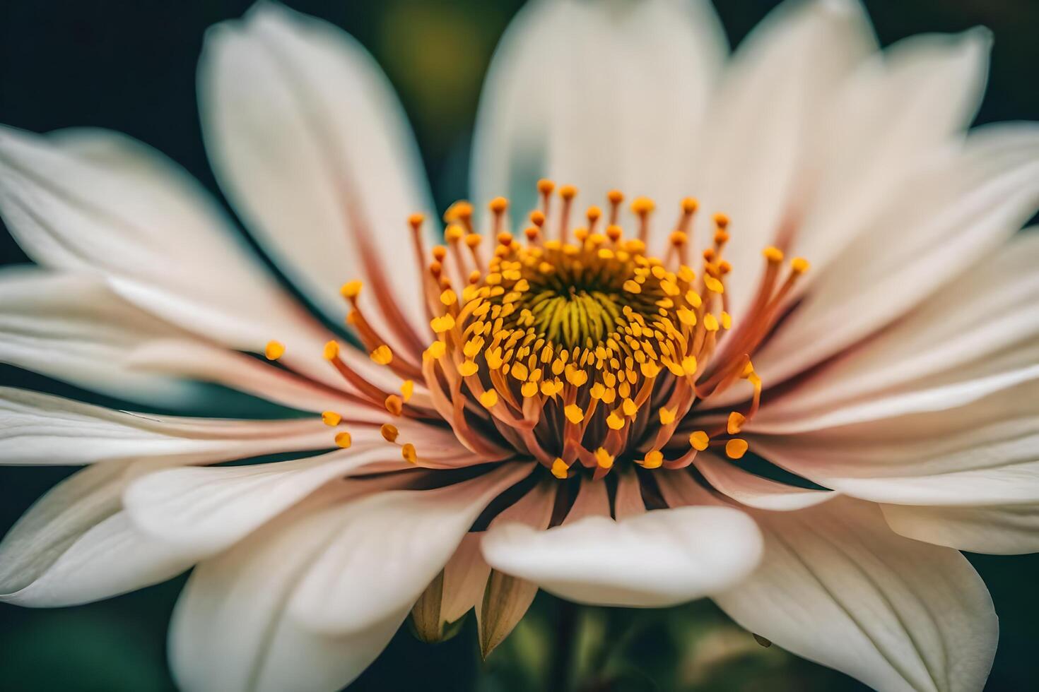 ai gegenereerd een wit bloem met geel meeldraad foto