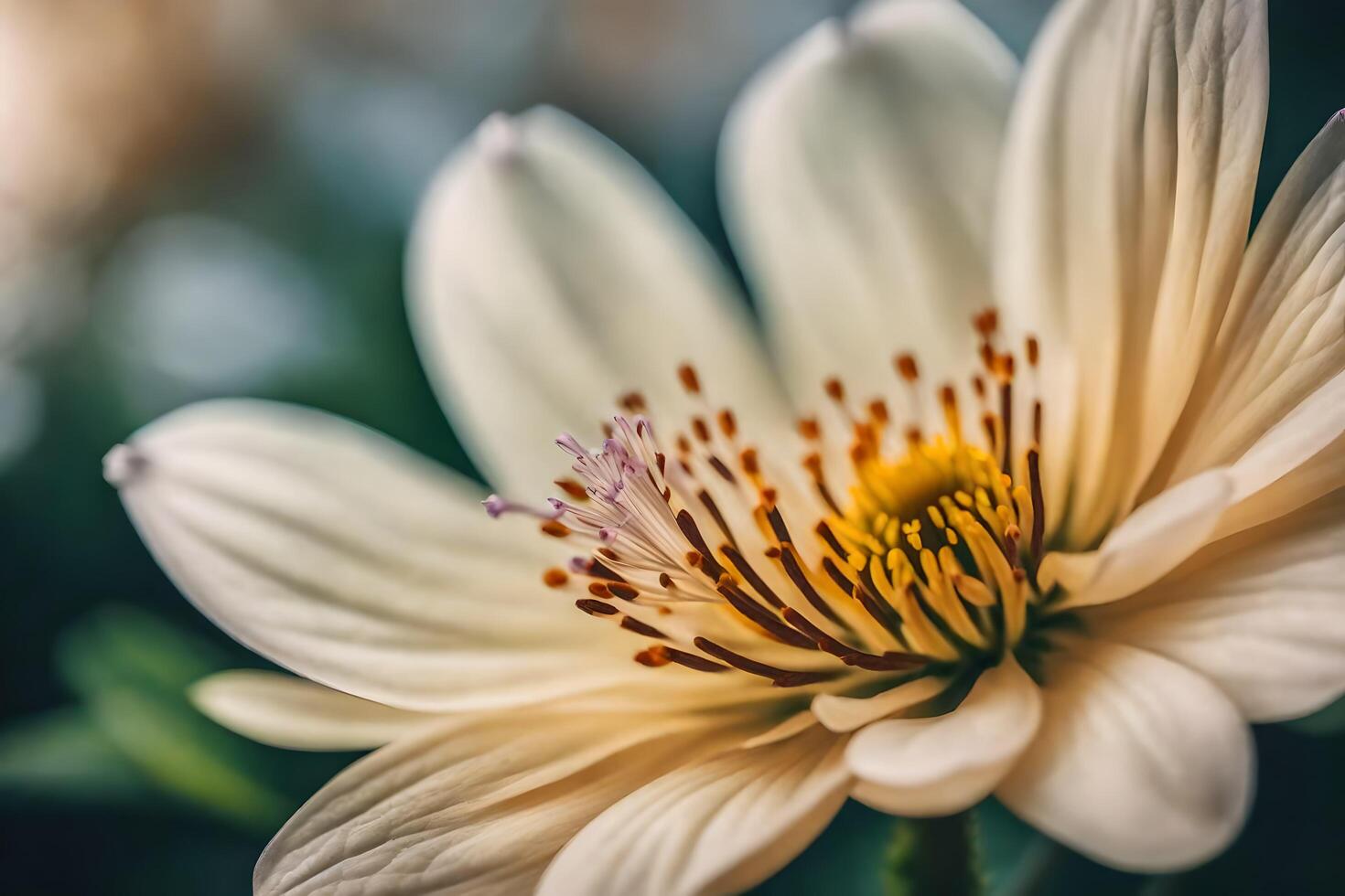 ai gegenereerd een dichtbij omhoog van een wit bloem foto