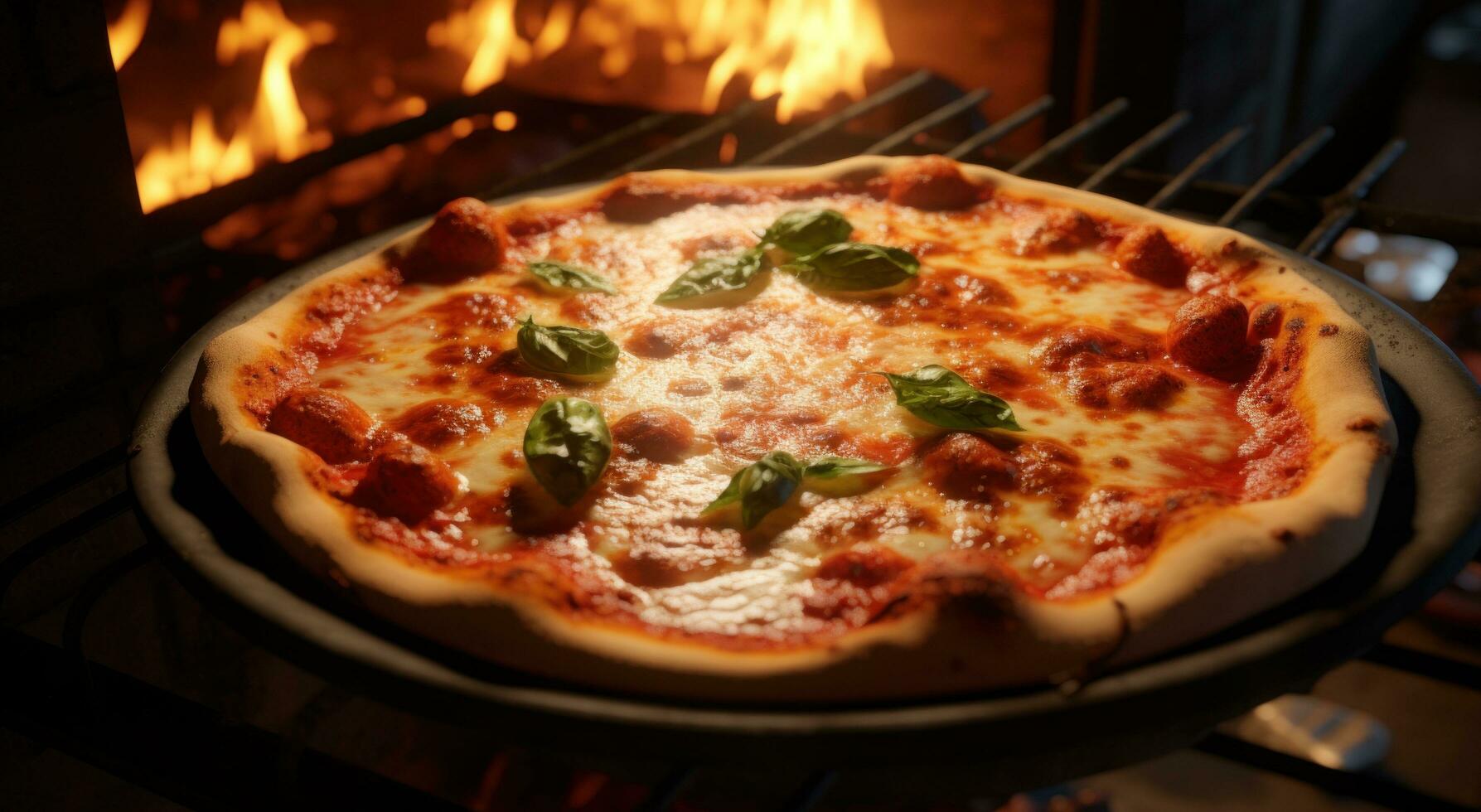 ai gegenereerd Italiaans eigengemaakt pizza taart in een oven foto