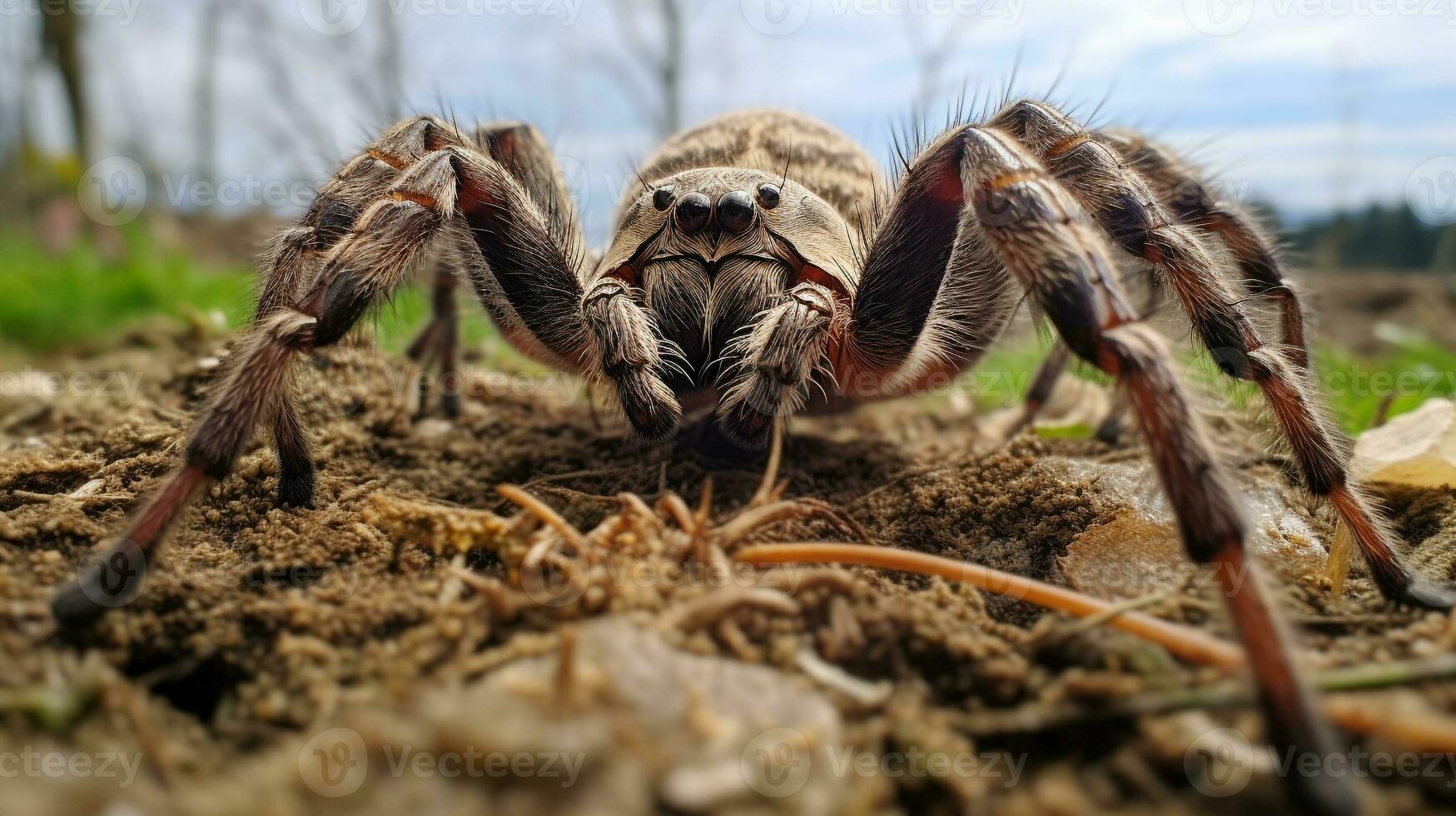 ai gegenereerd foto van wolf spin Aan een grond. generatief ai