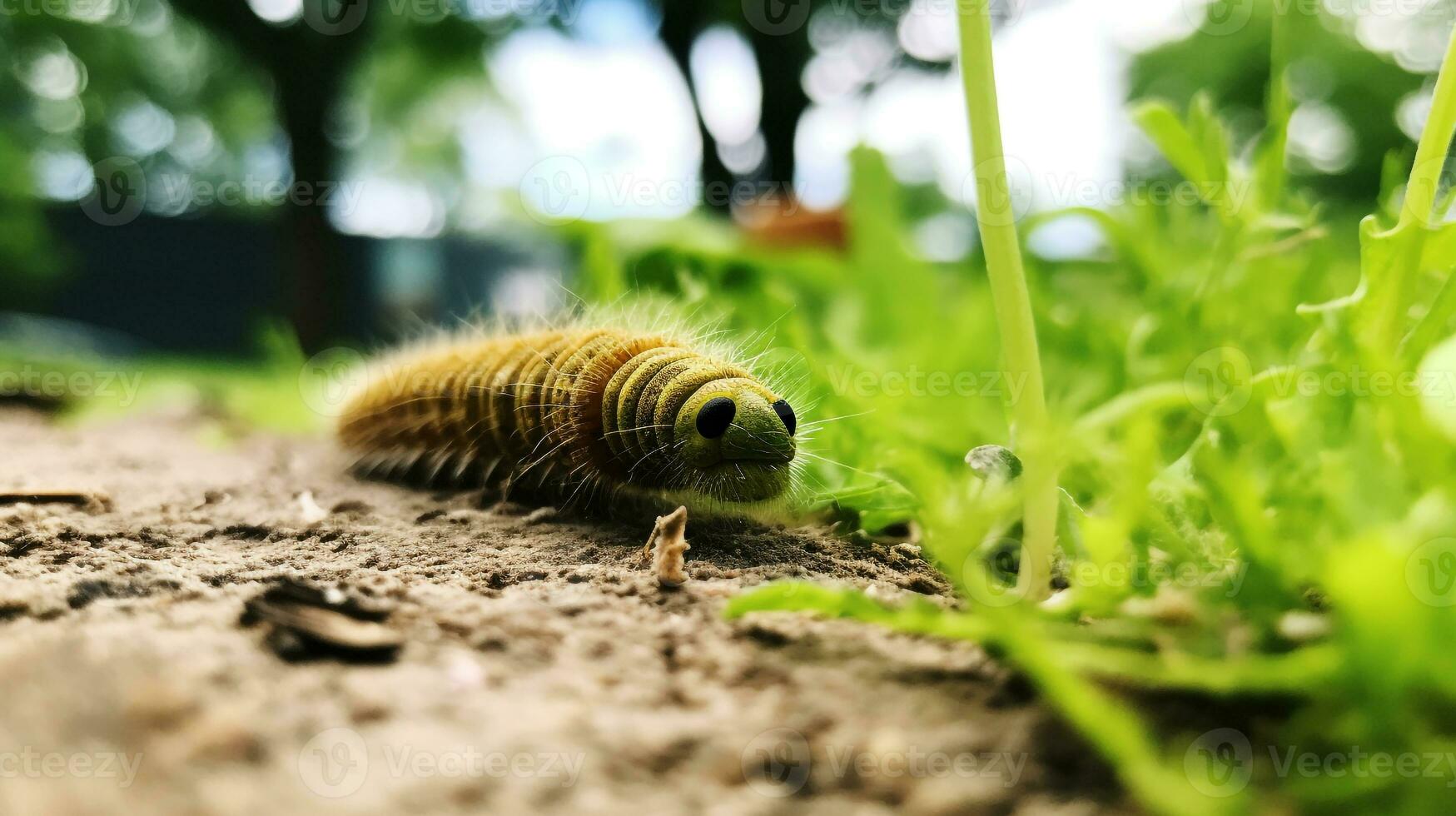 ai gegenereerd foto van rups- Aan een grond. generatief ai