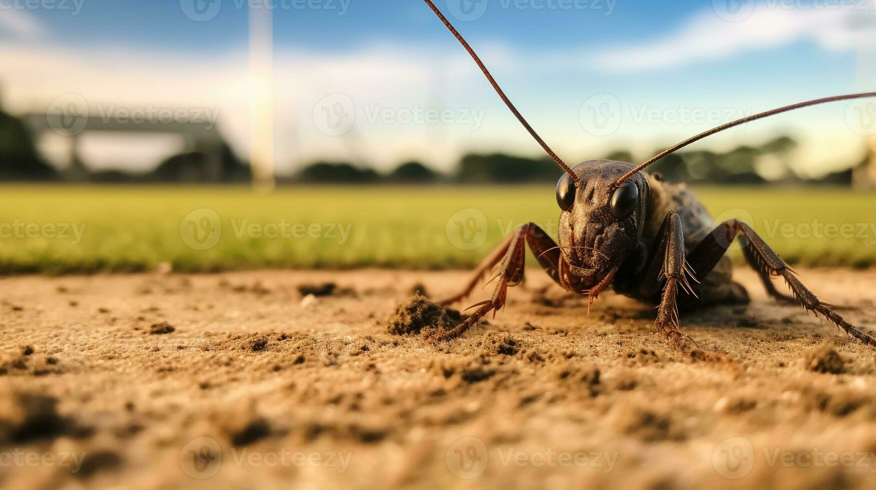 ai gegenereerd foto van krekel Aan een grond. generatief ai