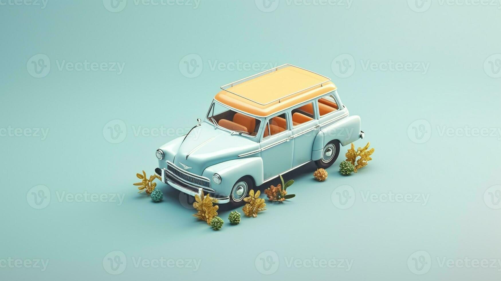 ai gegenereerd mooi arrangement van miniatuur van auto Aan tafel. generatief ai foto