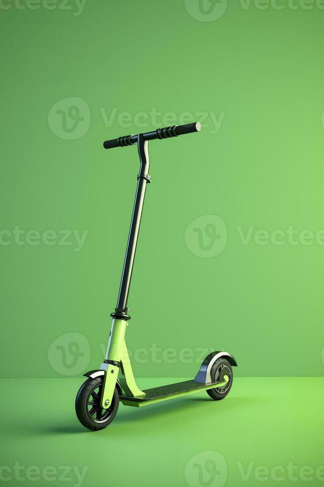 ai gegenereerd groen elektrisch scooter concept van duurzame vervoer. ai gegenereerd foto