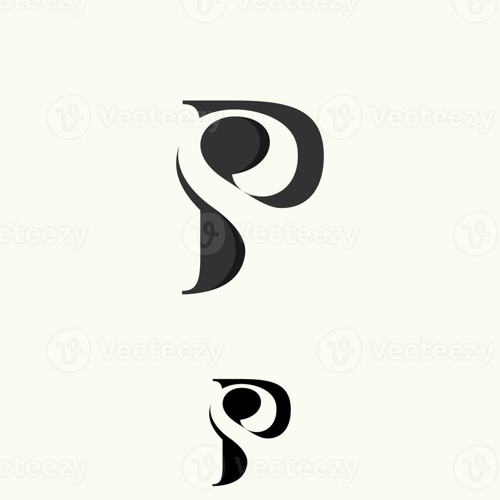 vlak typografie eerste brief ps logo grijs kleur foto
