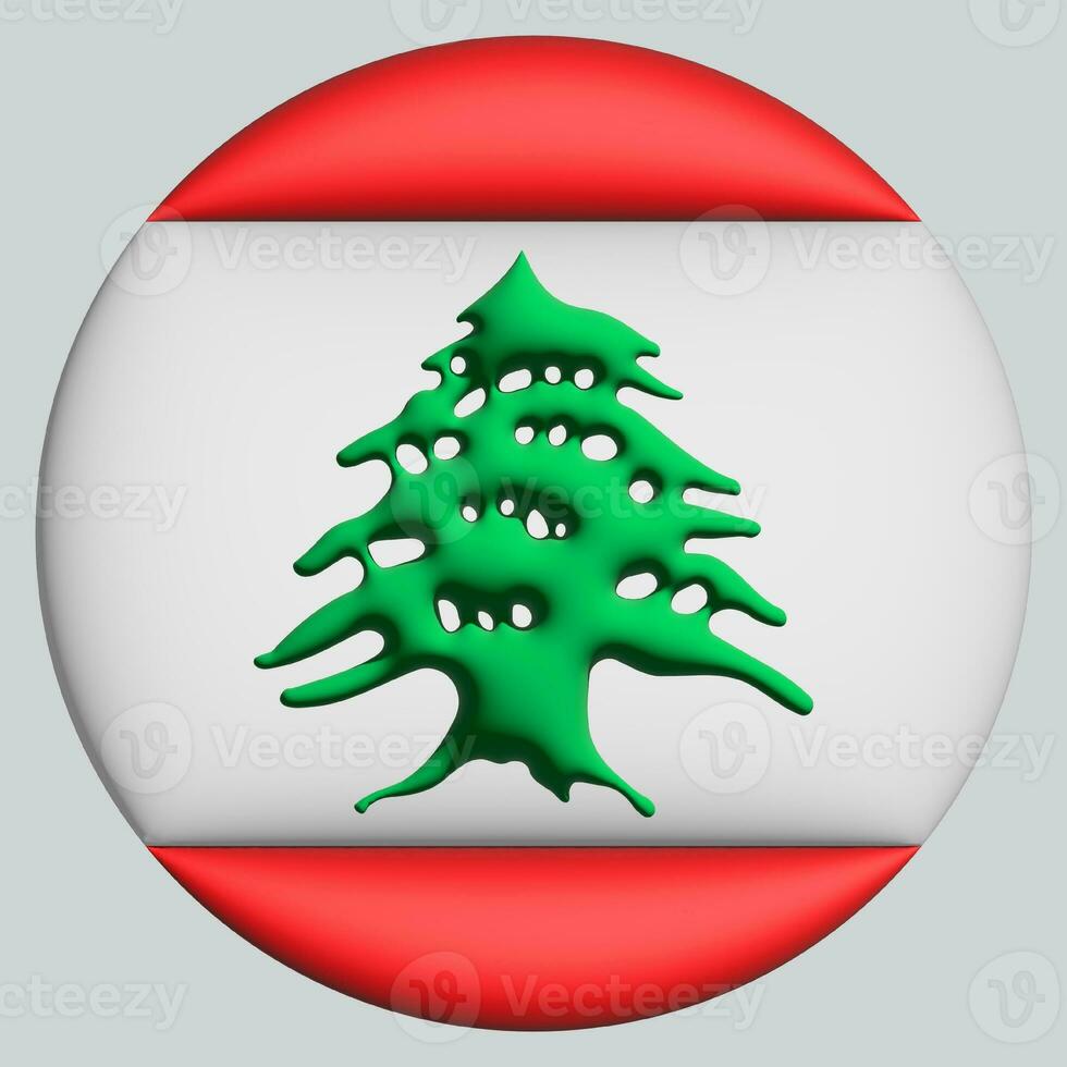 3d vlag van Libanon Aan cirkel foto