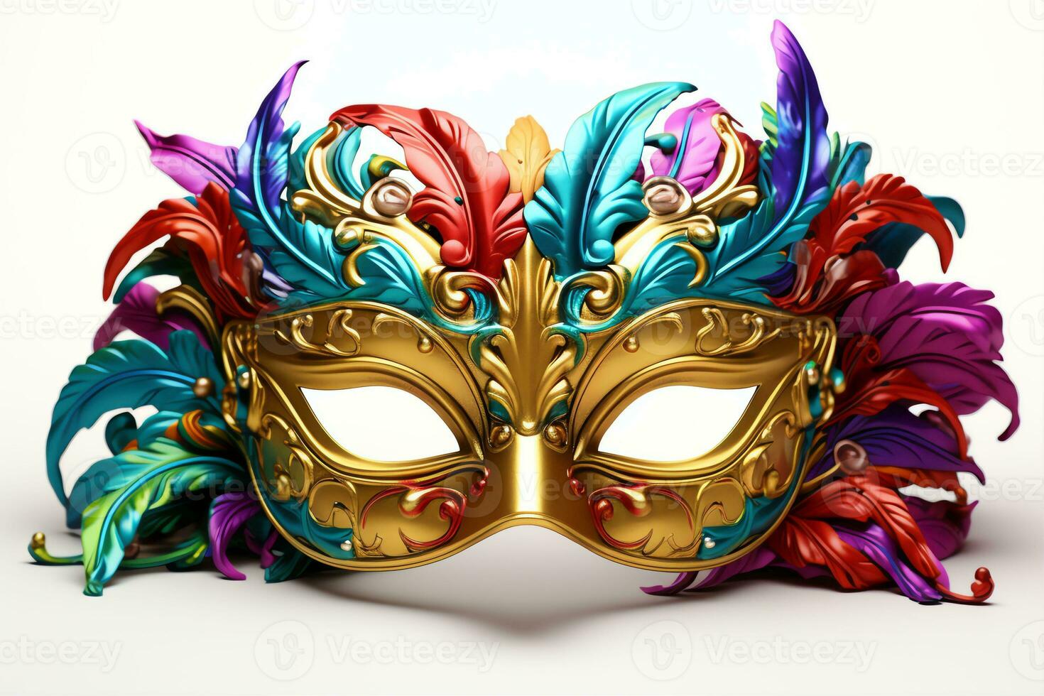 ai gegenereerd flamboyante mardi gras maskers helder kleuren geïsoleerd foto