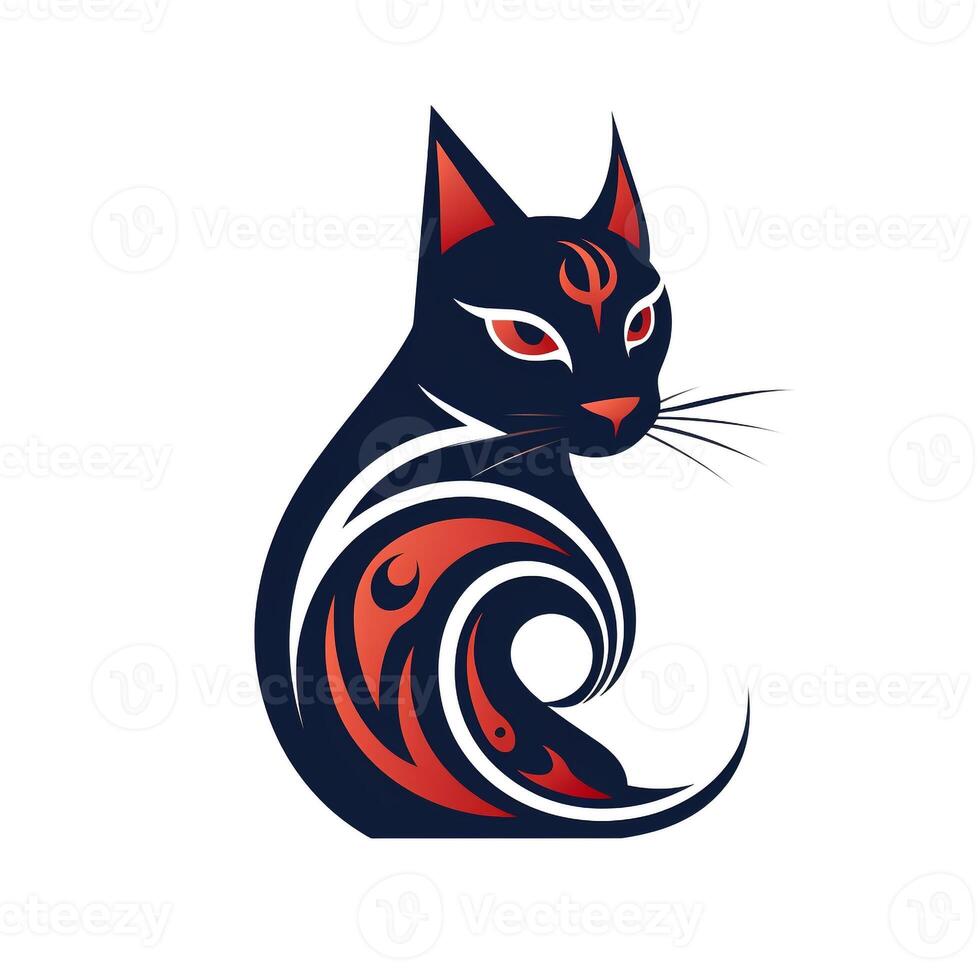 ai gegenereerd tribal logo van een kat. generatief ai foto