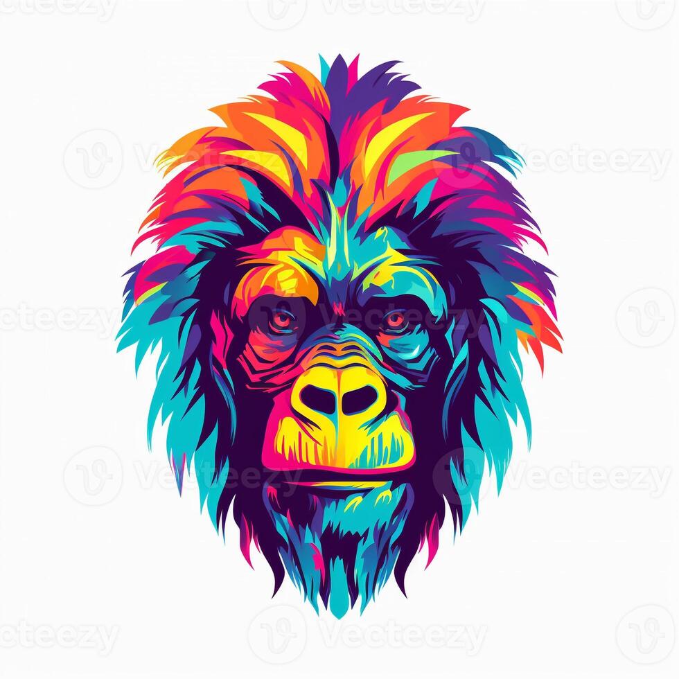 ai gegenereerd knal kunst logo van een gorilla hoofd. generatief ai foto