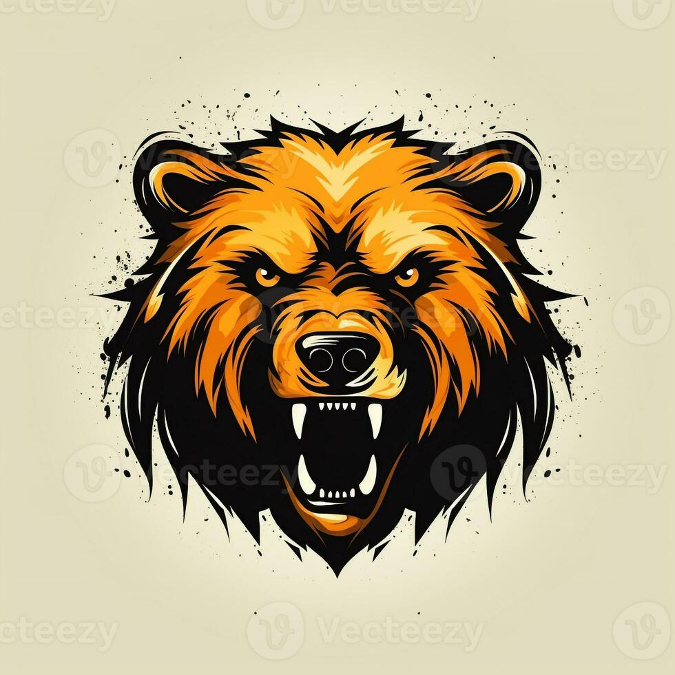 ai gegenereerd grunge beer hoofd logo. generatief ai foto