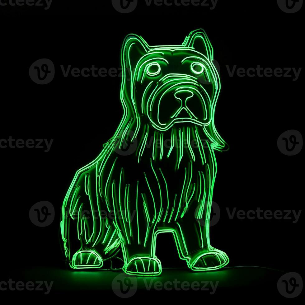 ai gegenereerd een mascotte logo met een hond in groen neon. generatief ai foto