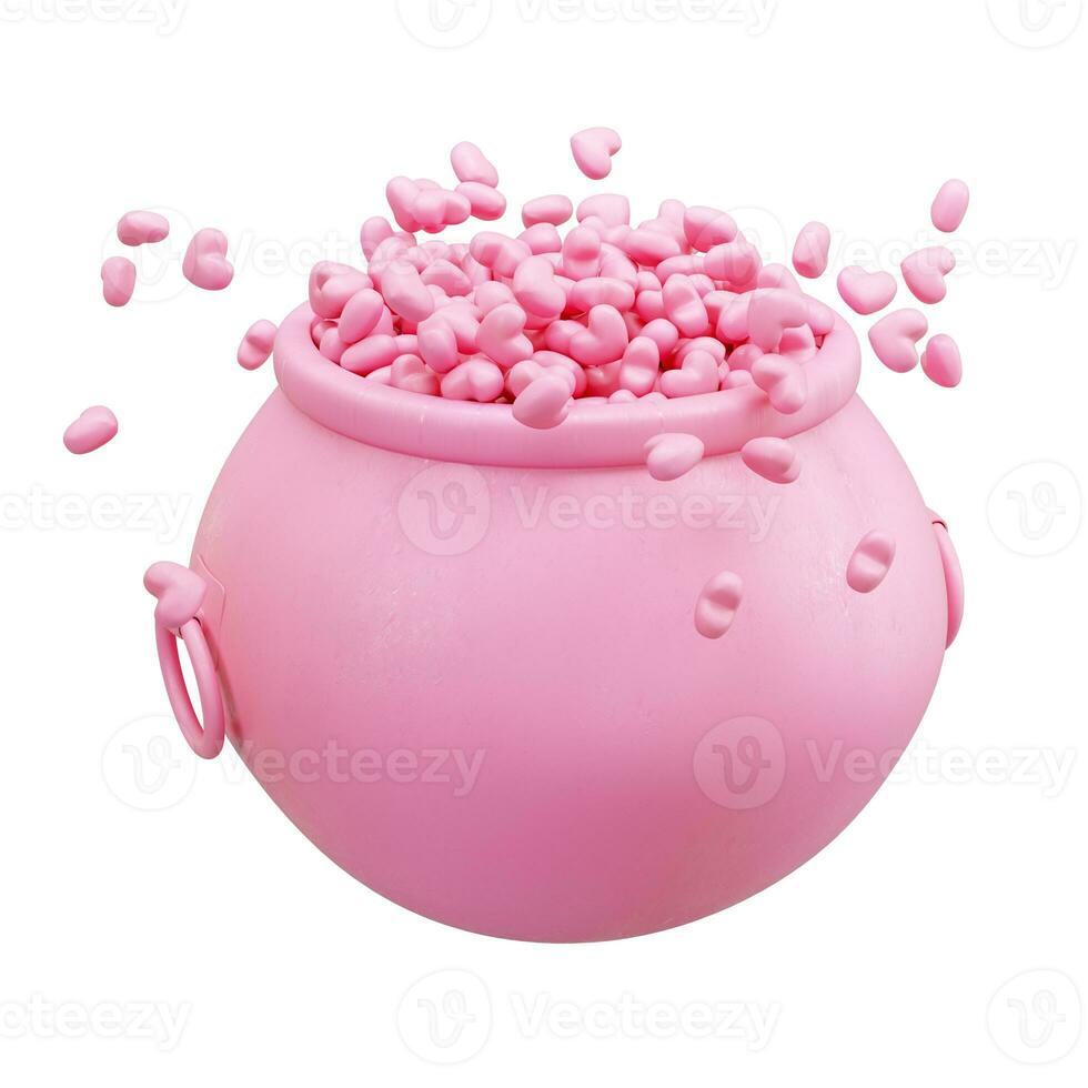 roze pot vol van harten geïsoleerd Aan wit achtergrond foto