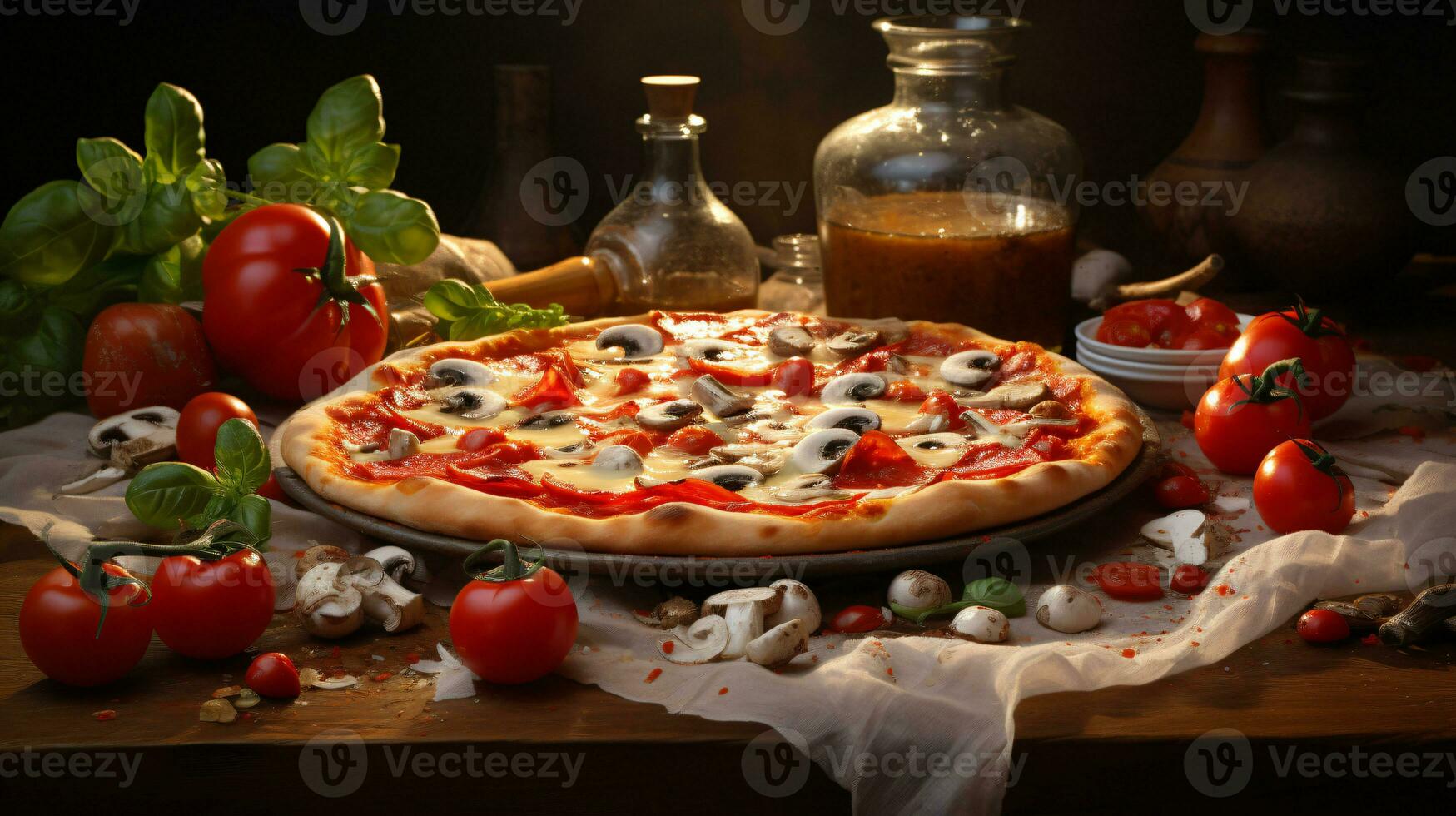 ai gegenereerd watertanden en verrukkelijk pizza foto