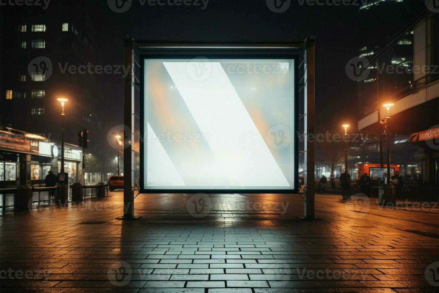 ai gegenereerd straat reclame buitenshuis ruimte kader teken aanplakbord voor stad promoties foto