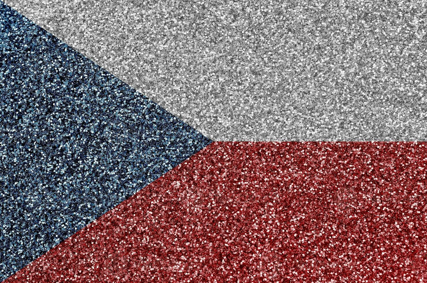 Tsjechisch vlag afgebeeld Aan veel klein glimmend pailletten. kleurrijk festival achtergrond voor partij foto