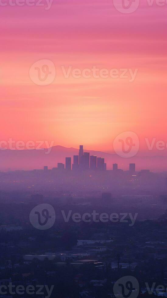 ai gegenereerd wijnoogst toon stad horizon Bij zonsopkomst foto