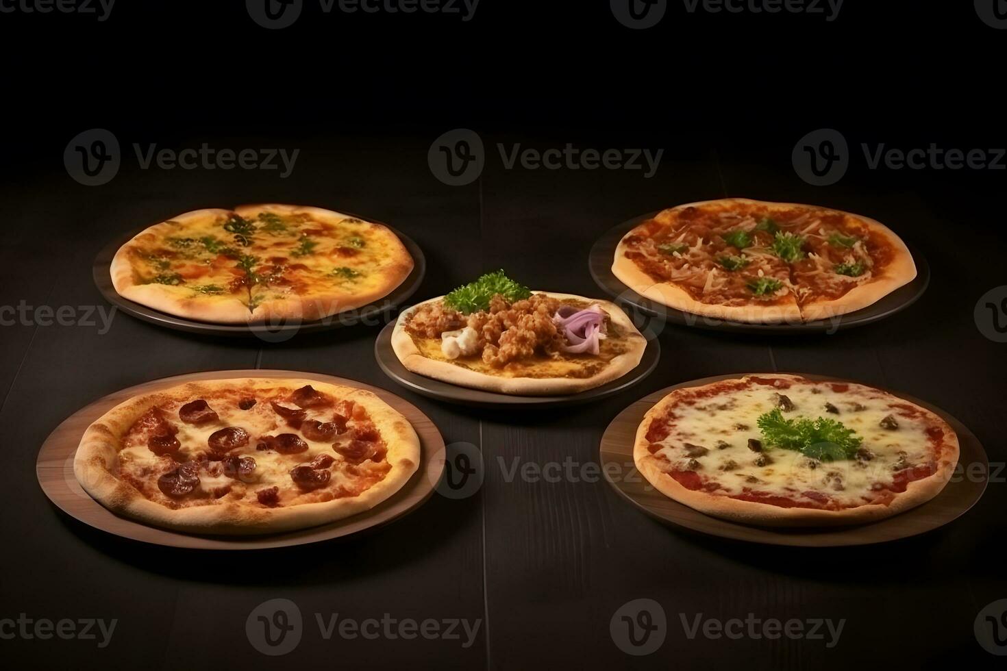 ai gegenereerd veel verschillend types van pizza. neurale netwerk ai gegenereerd foto
