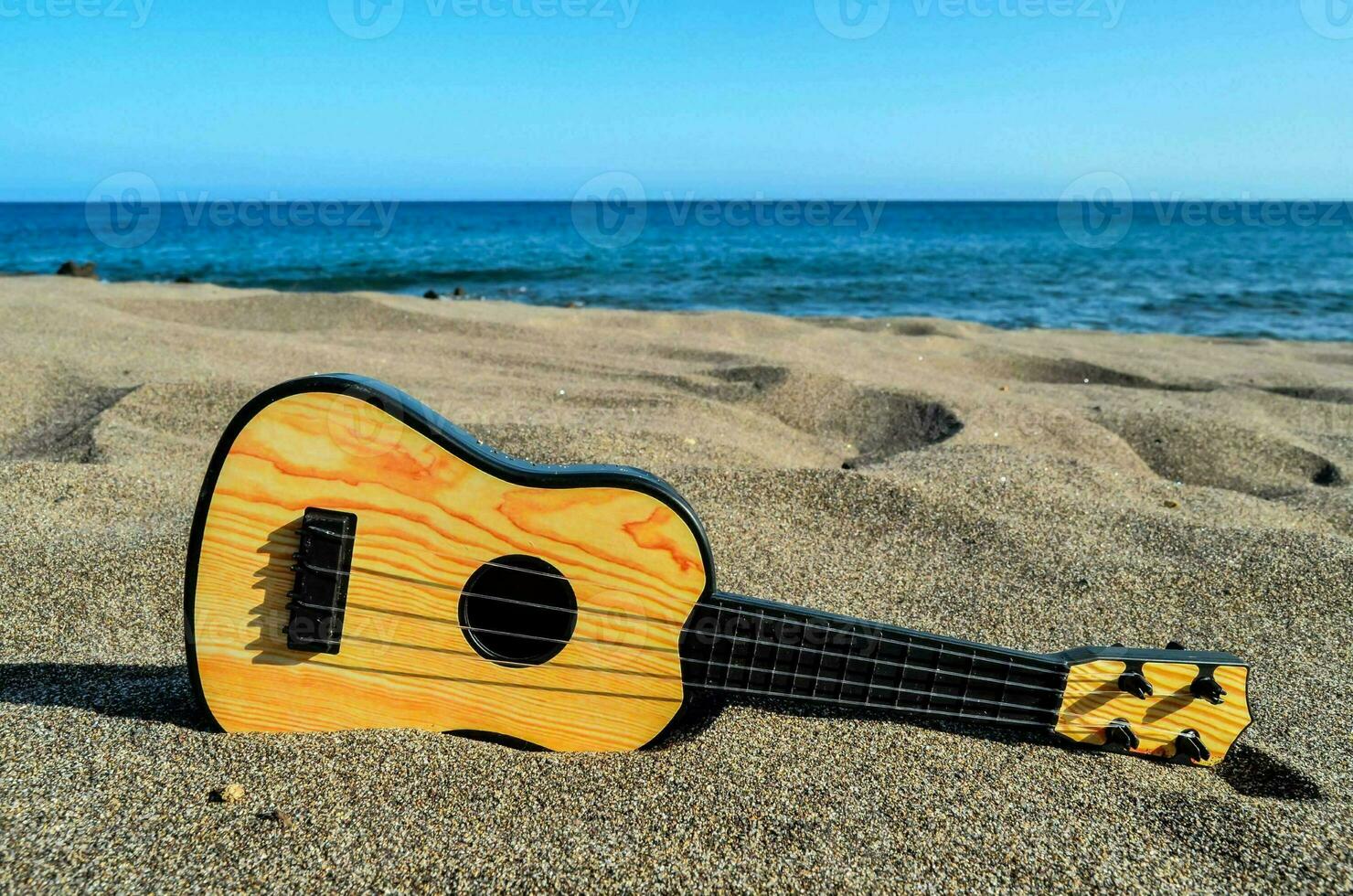 een ukulele Aan de strand foto