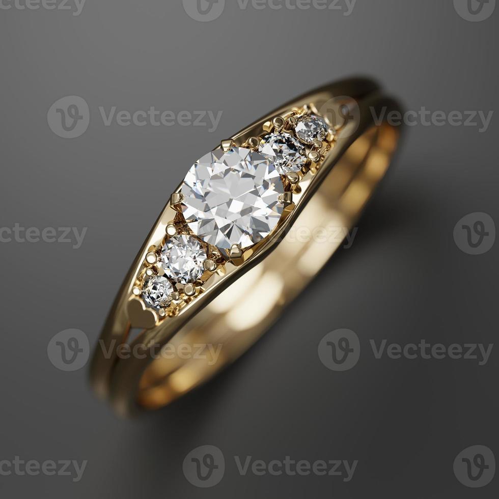 gouden diamanten ring macro soft focus 3D-rendering foto