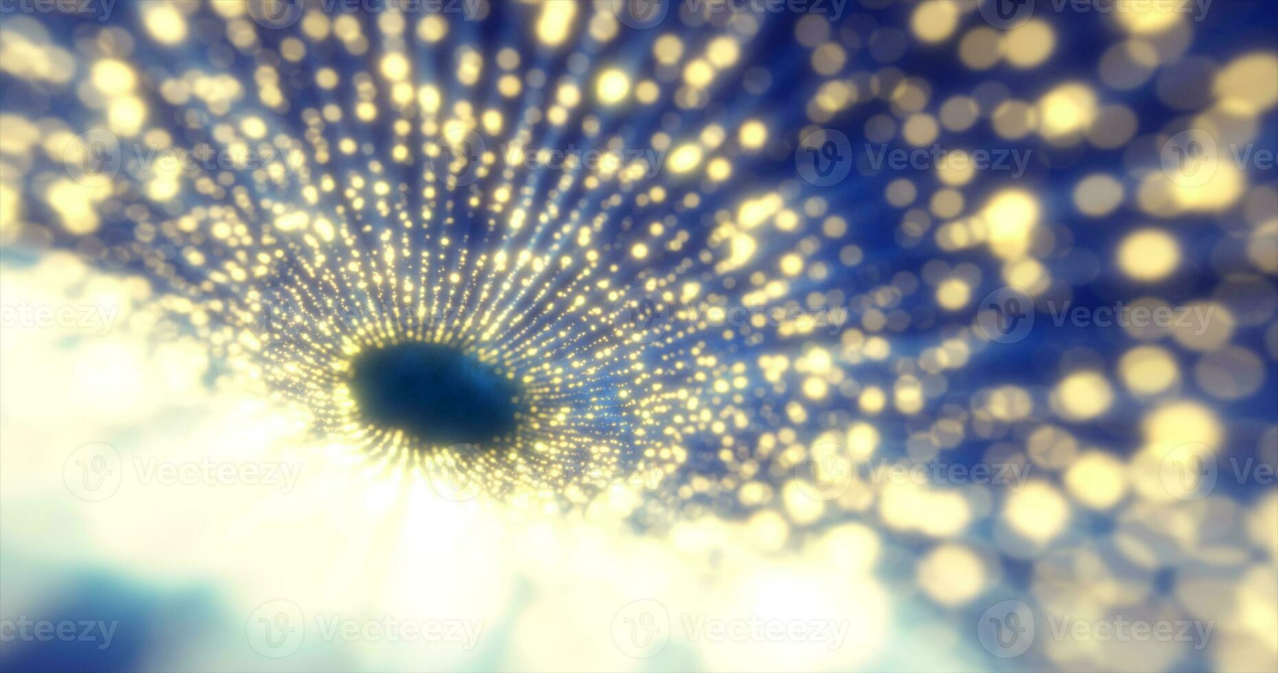 trechter van geel energie deeltjes in de het formulier van een tunnel gloeiend helder abstract achtergrond foto
