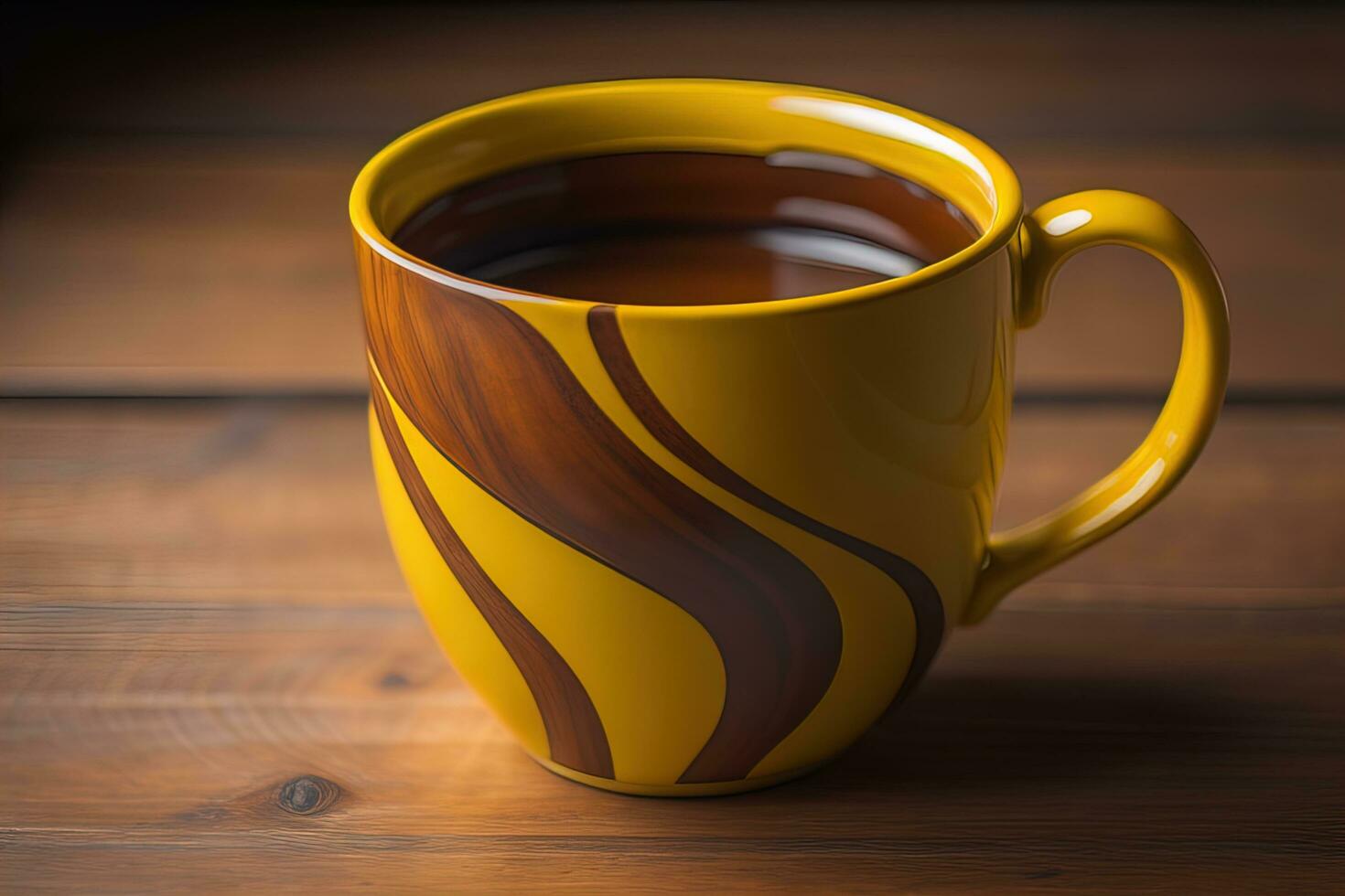 ai gegenereerd kop van koffie Aan een houten tafel, detailopname. generatief ai foto