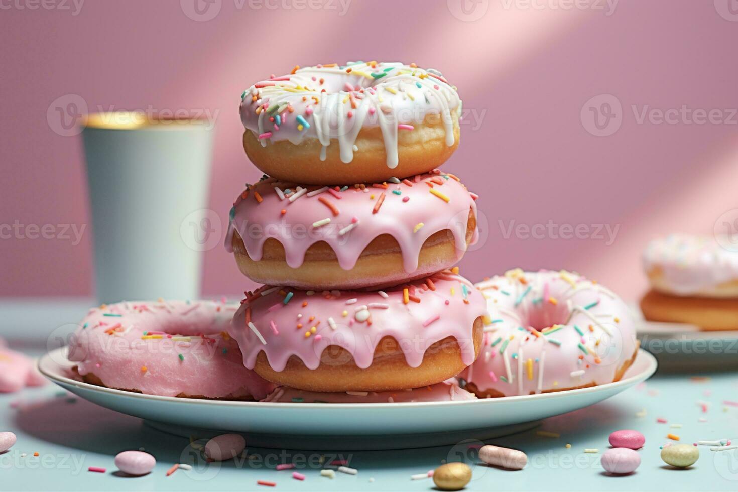 ai gegenereerd donuts roos kleur 3 foto