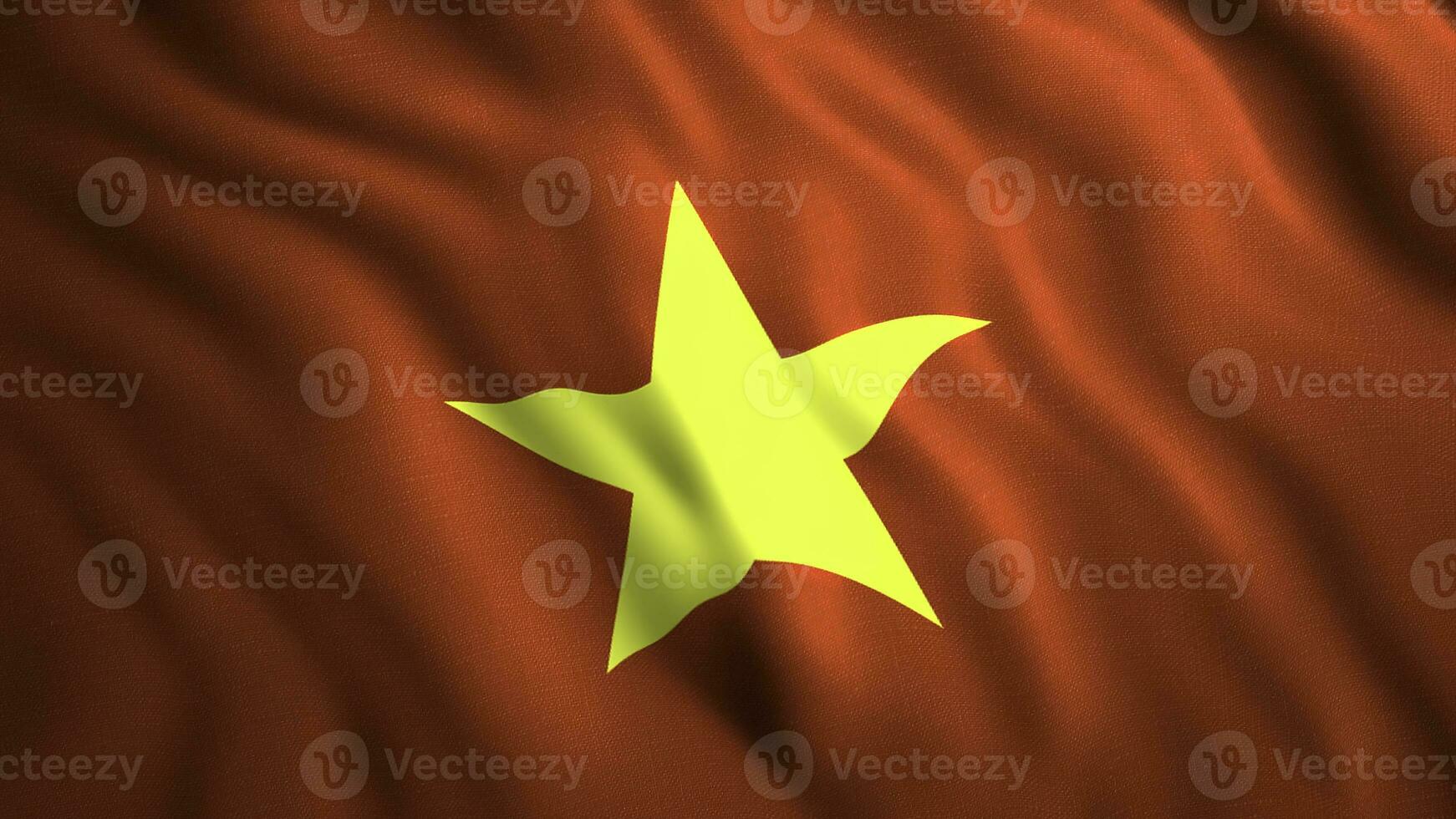 de vlag van vietnam.motion.the rood vlag van Vietnam met een geel ster in de midden. foto