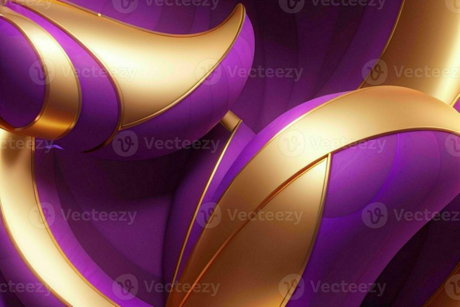 ai gegenereerd 3d renderen luxe stoutmoedig Purper en gouden abstract achtergrond. pro foto