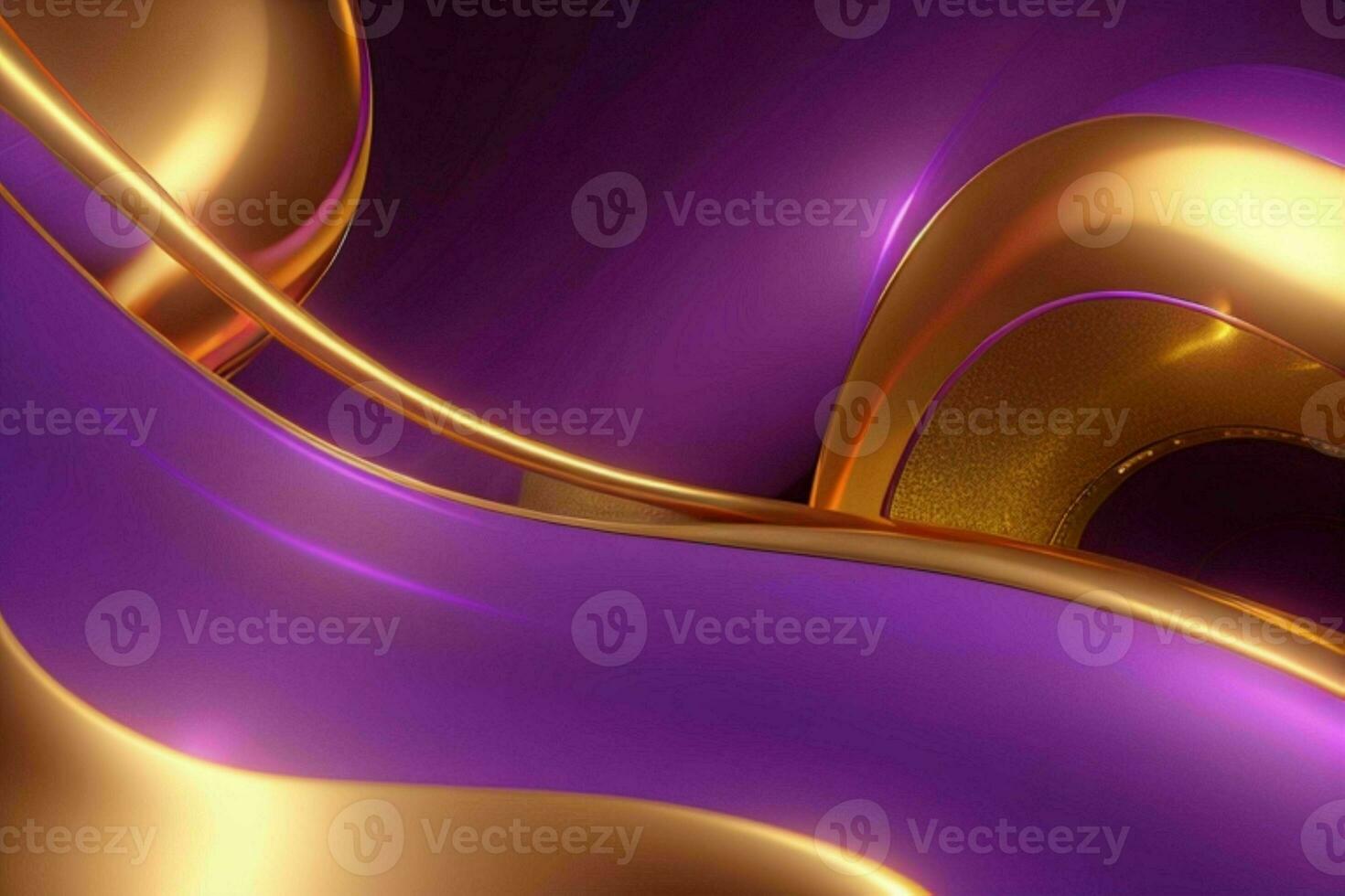 ai gegenereerd 3d renderen luxe stoutmoedig Purper en gouden abstract achtergrond. pro foto