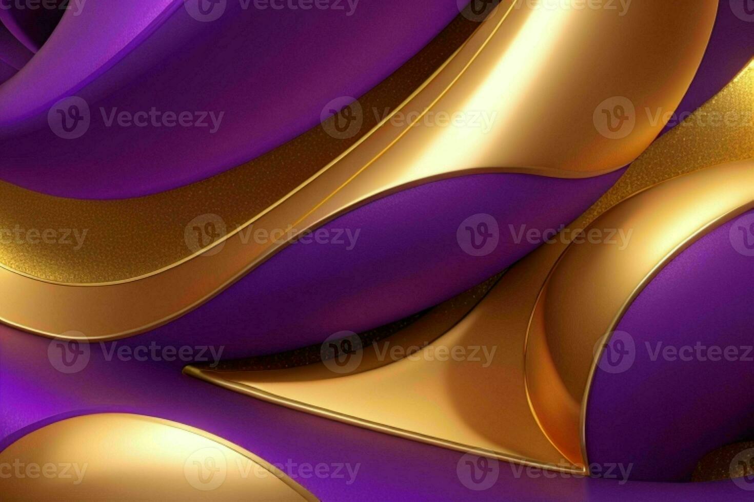 ai gegenereerd 3d renderen luxe stoutmoedig Purper en gouden abstract achtergrond. pro foto