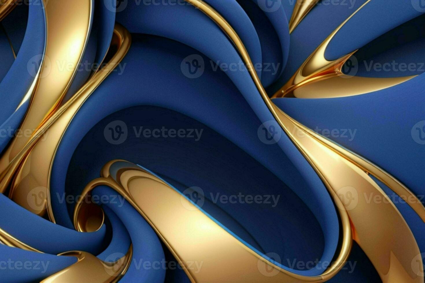 ai gegenereerd 3d renderen luxe blauw en gouden abstract achtergrond. pro foto