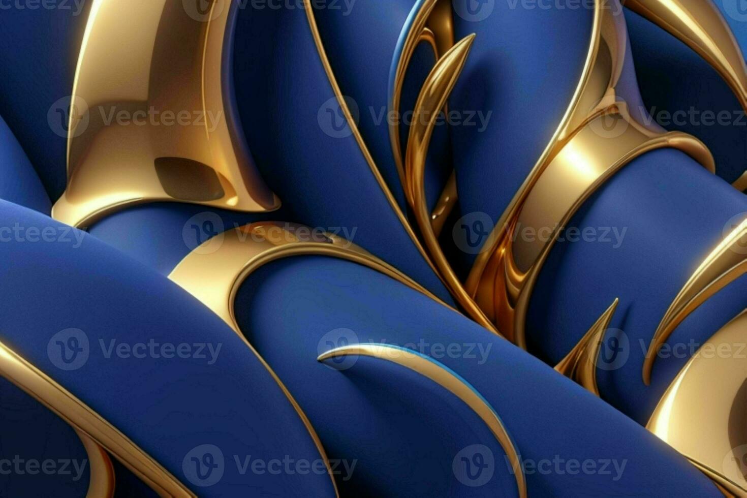 ai gegenereerd 3d renderen luxe blauw en gouden abstract achtergrond. pro foto