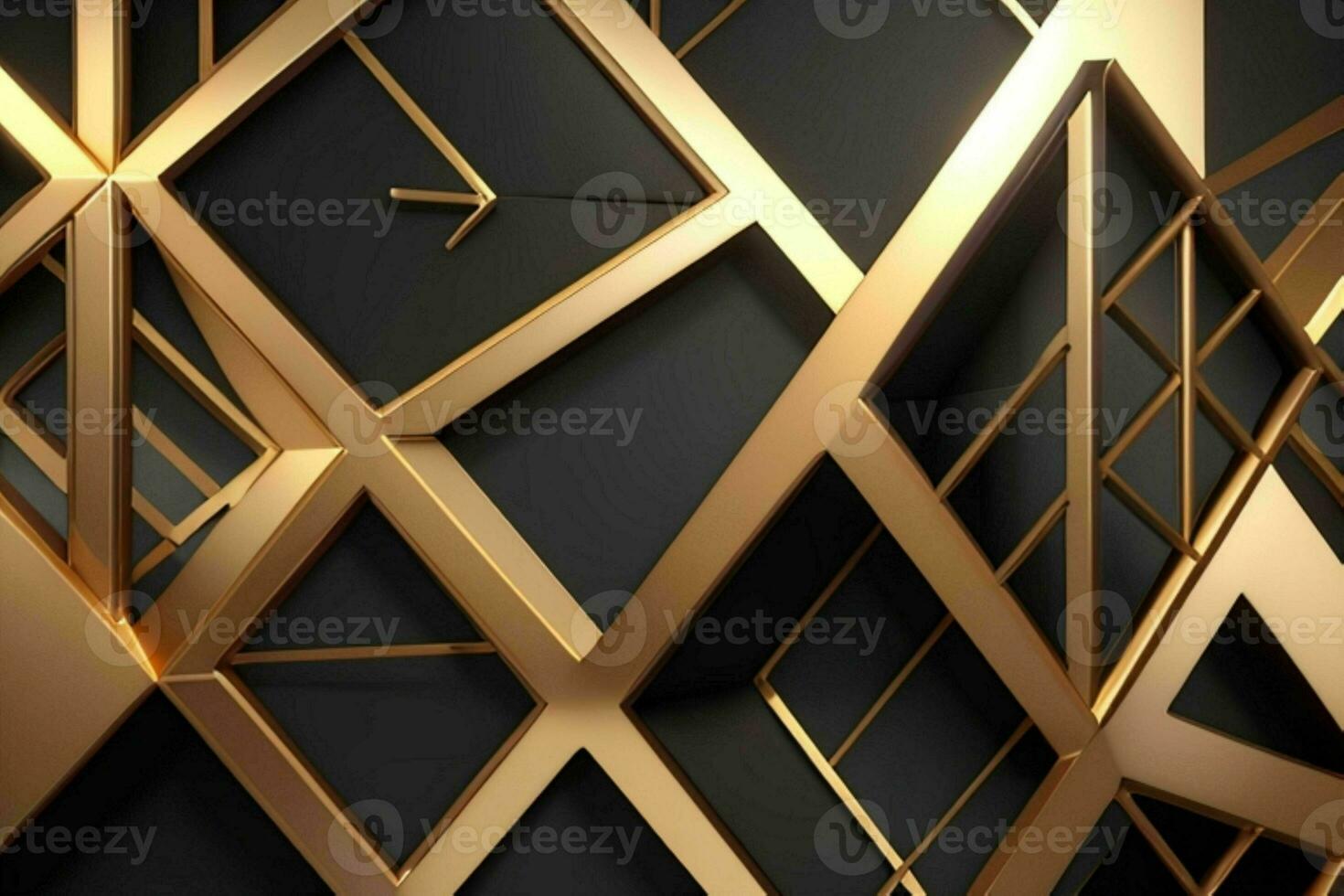 ai gegenereerd 3d renderen luxe zwart en gouden abstract achtergrond. pro foto