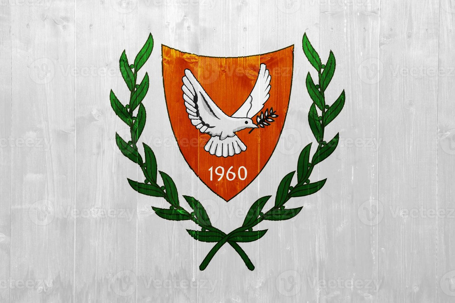 vlag en jas van armen van republiek van Cyprus Aan een getextureerde achtergrond. concept collage. foto