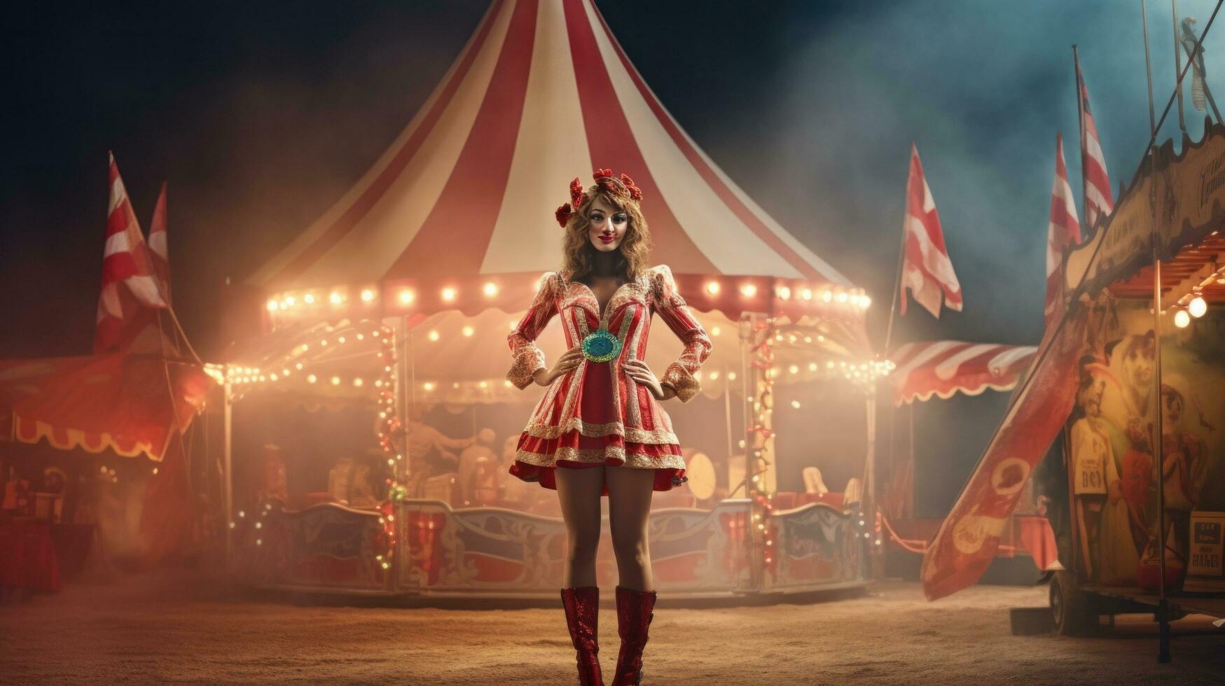 ai gegenereerd een circus handelen in de achtergrond foto