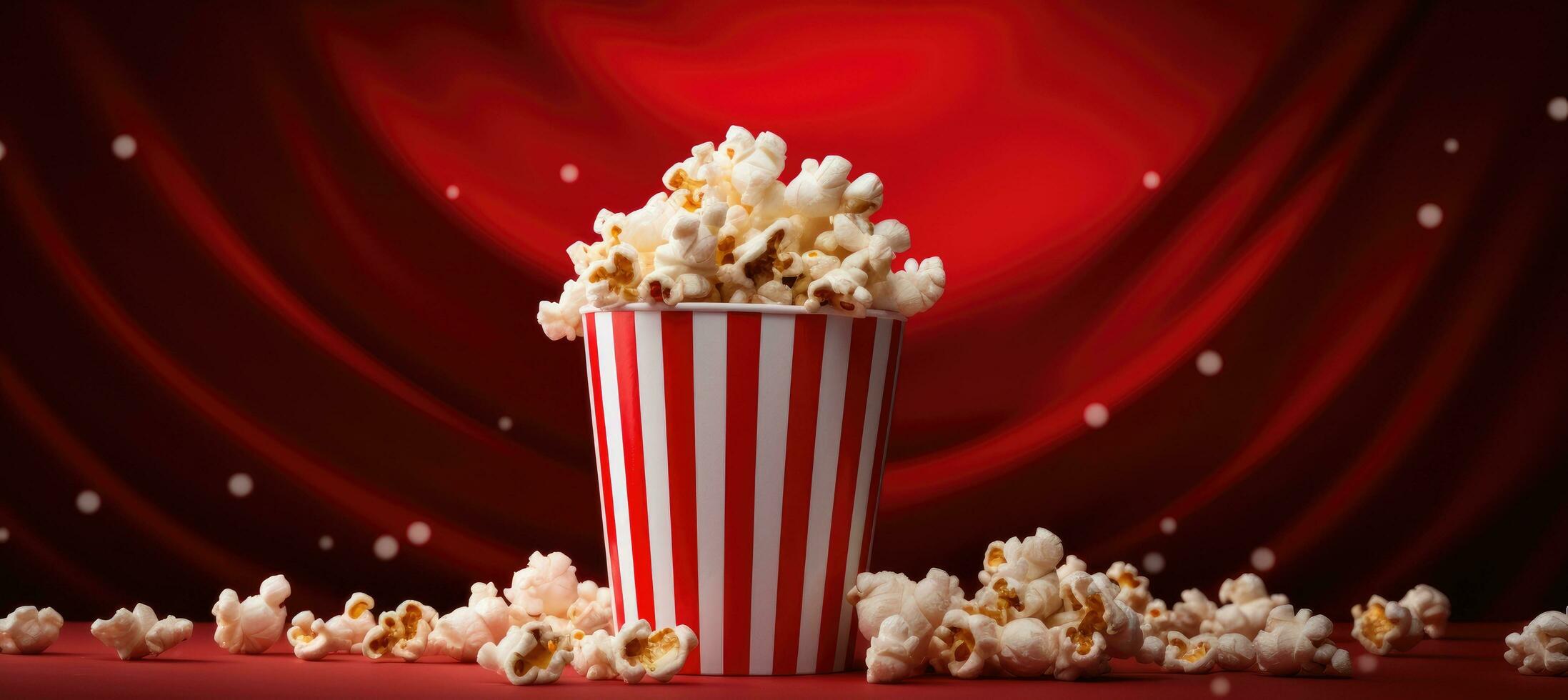 ai gegenereerd popcorn in een rood doos foto