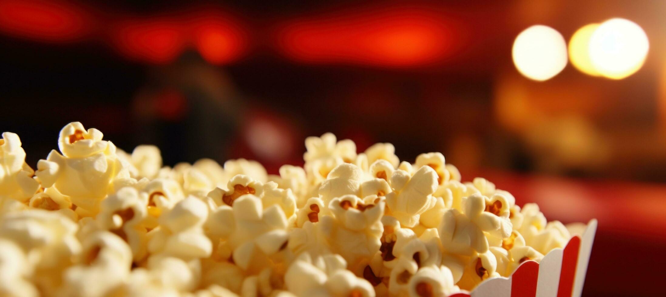 ai gegenereerd popcorn in film theater of theater foto