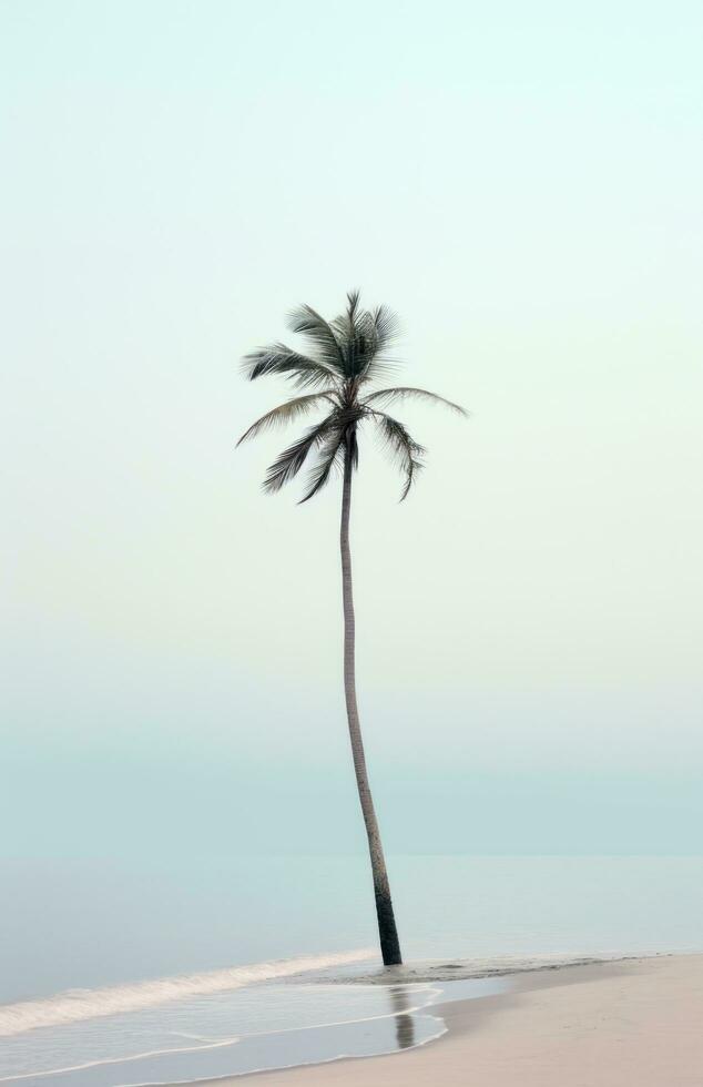 ai gegenereerd palm boom Aan de strand foto