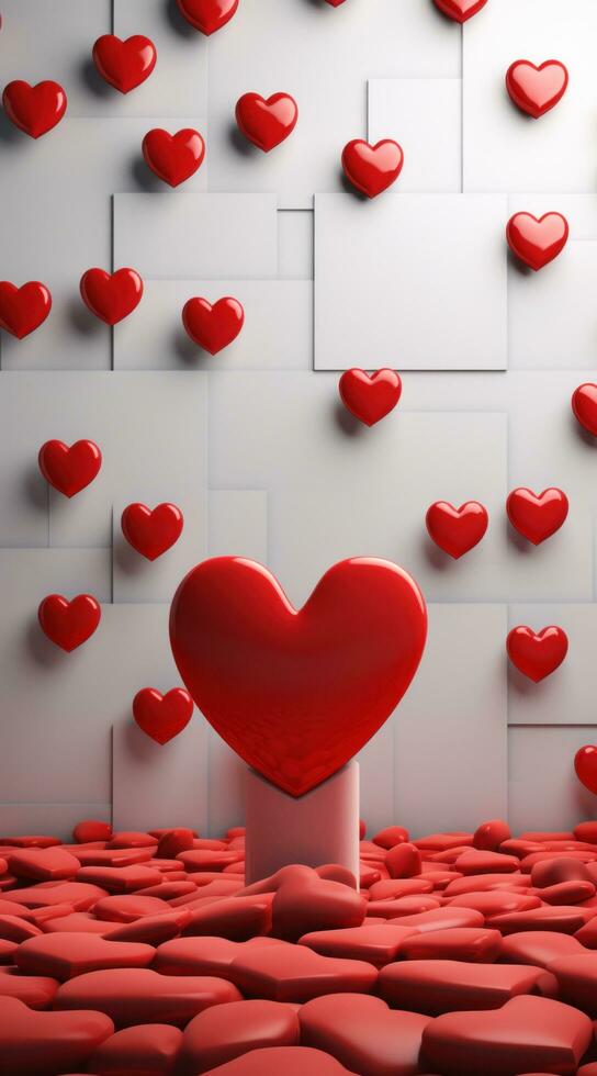 ai gegenereerd een tafereel van rood harten omringd door muur foto