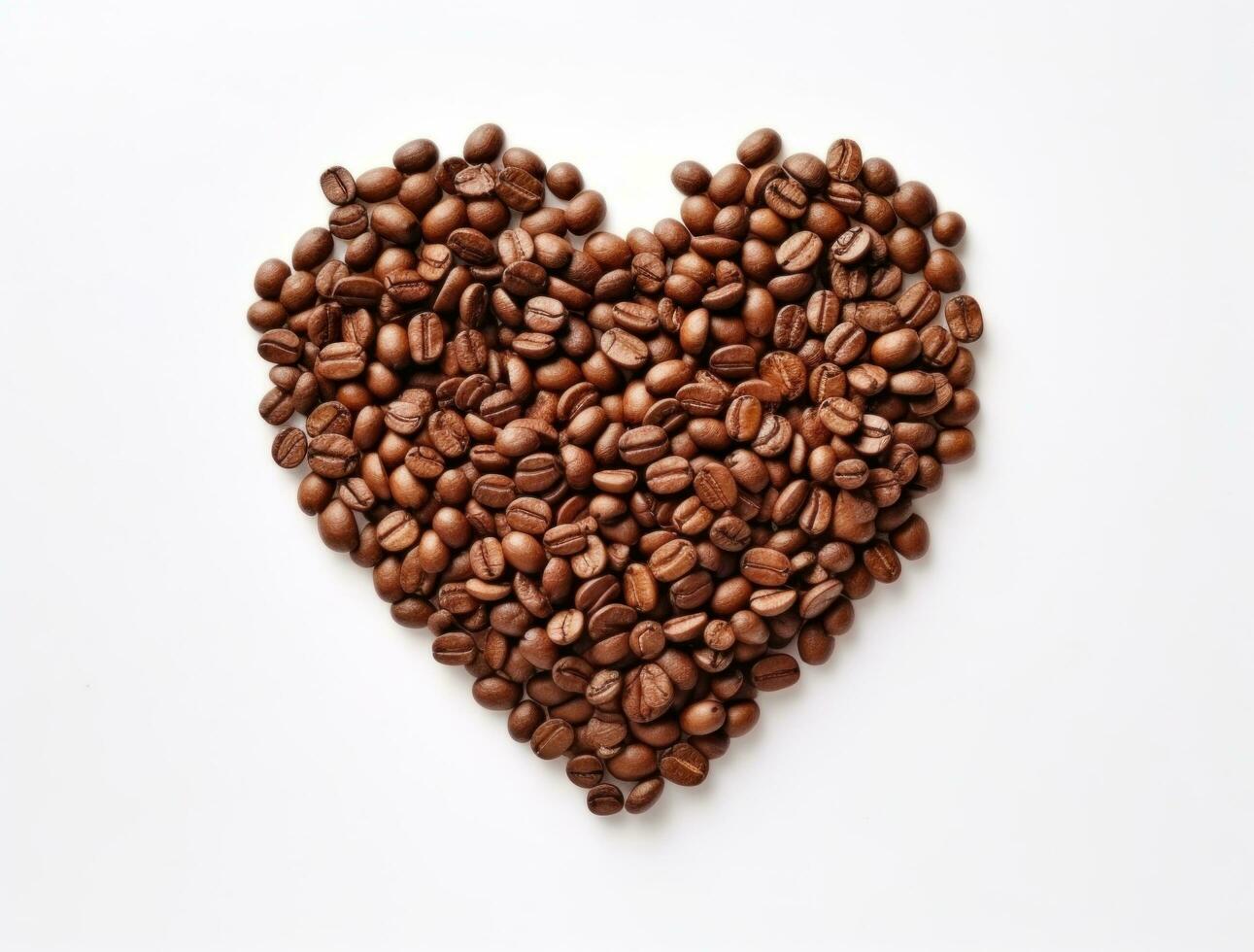 ai gegenereerd een hart van koffie bonen was gemaakt Aan een wit achtergrond foto