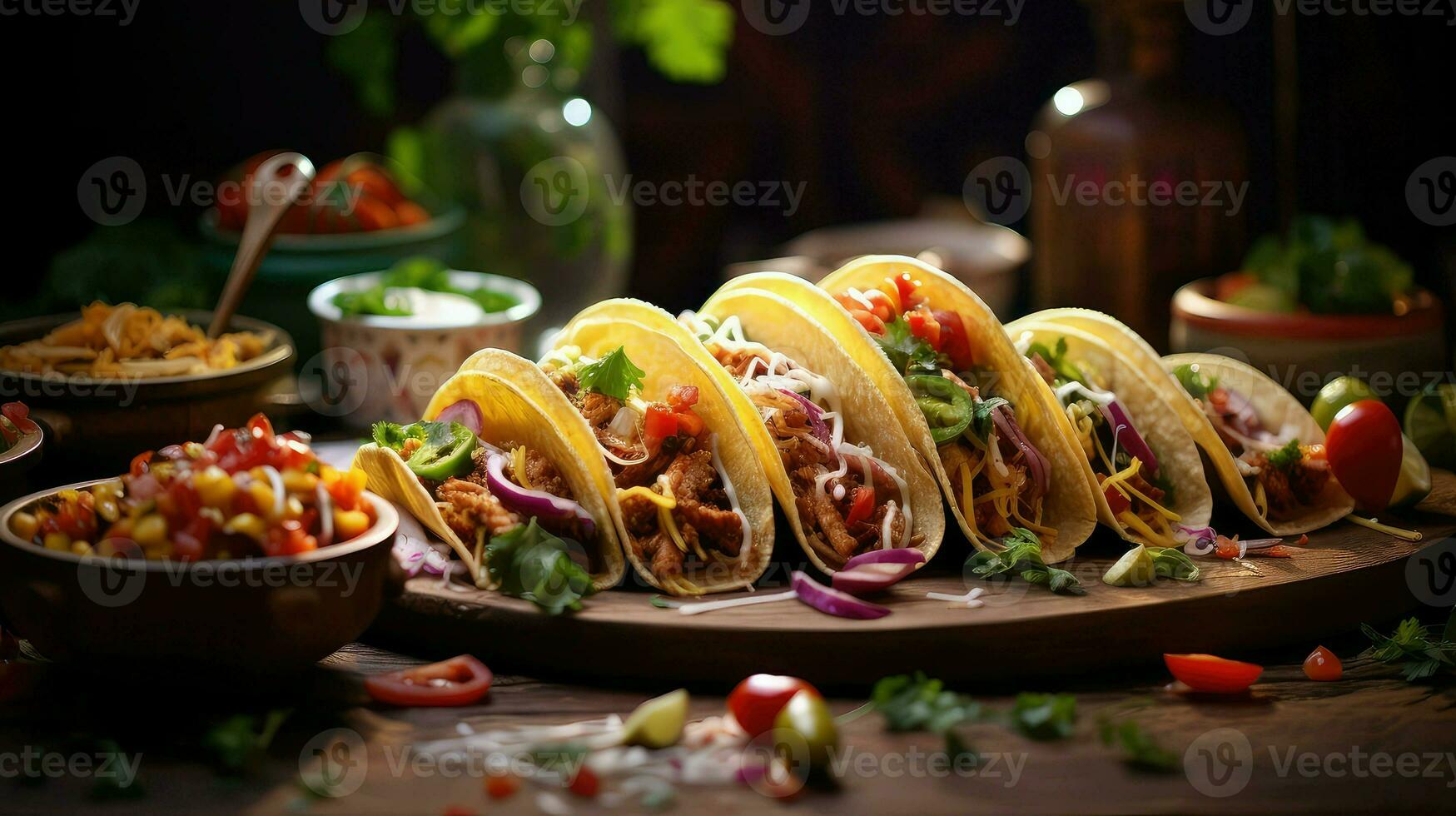 ai gegenereerd heerlijk pittig taco voedsel foto