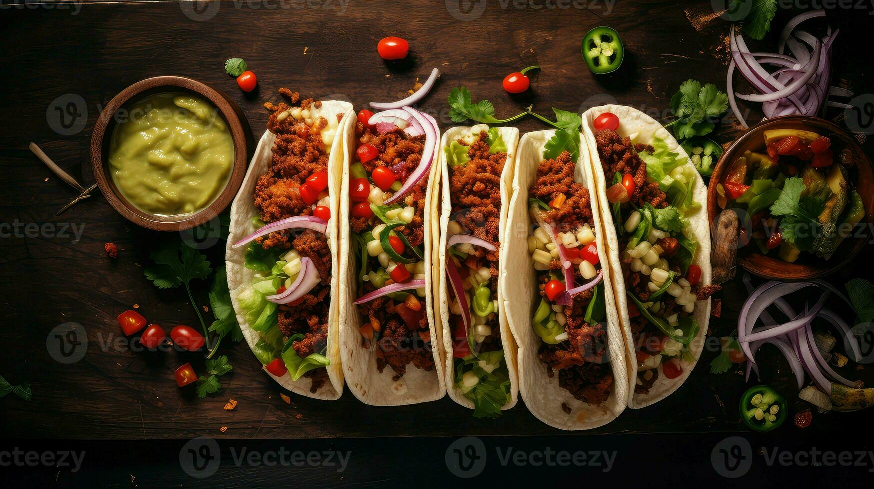 ai gegenereerd varkensvlees vlees taco voedsel foto